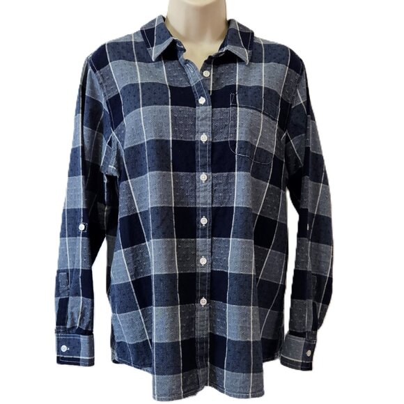 Lands' End Long Sleeve Button Down Checkered Shirt - Picture 2 of 11